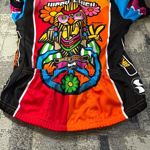 World Jersey Hippy Chick Wise Owl Groovy Cycling Precaryous Biker Medium Shirt - Picture 8 of 11